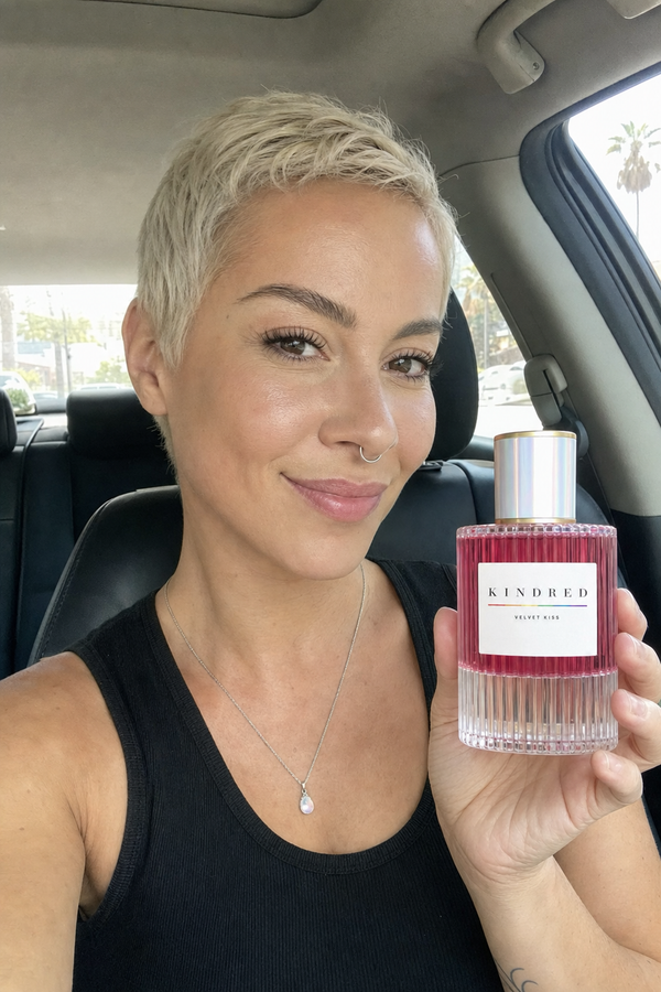 Customer holding Velvet Kiss