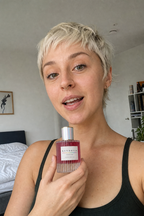 Customer holding Velvet Kiss